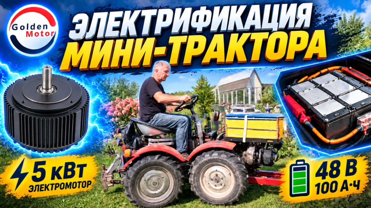 Электрификация мини-трактора TZ-4K-14 своими руками: мотор 5 кВт и аккумулятор 48 В